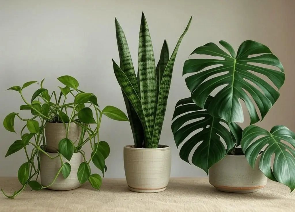 Comparing growth rates of snake plant, pothos, and monstera.