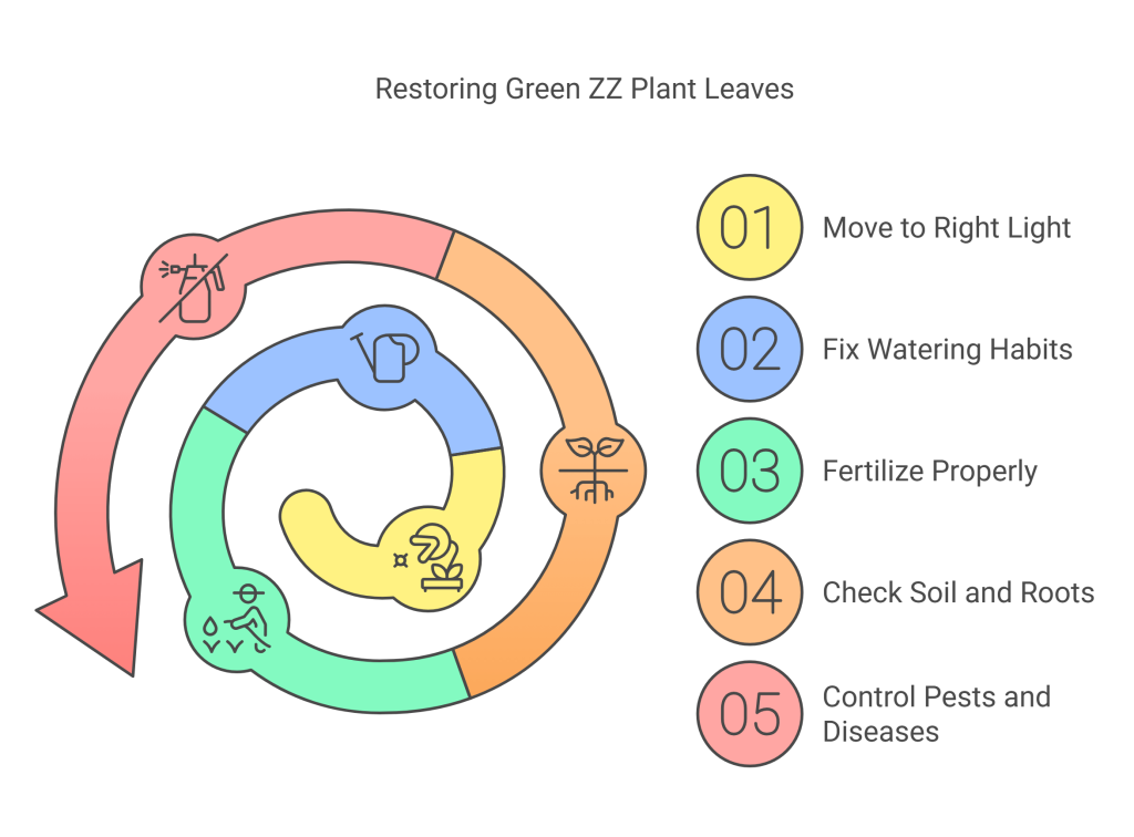 Infographic: 5 Steps to Restore Green ZZ Plant Leaves