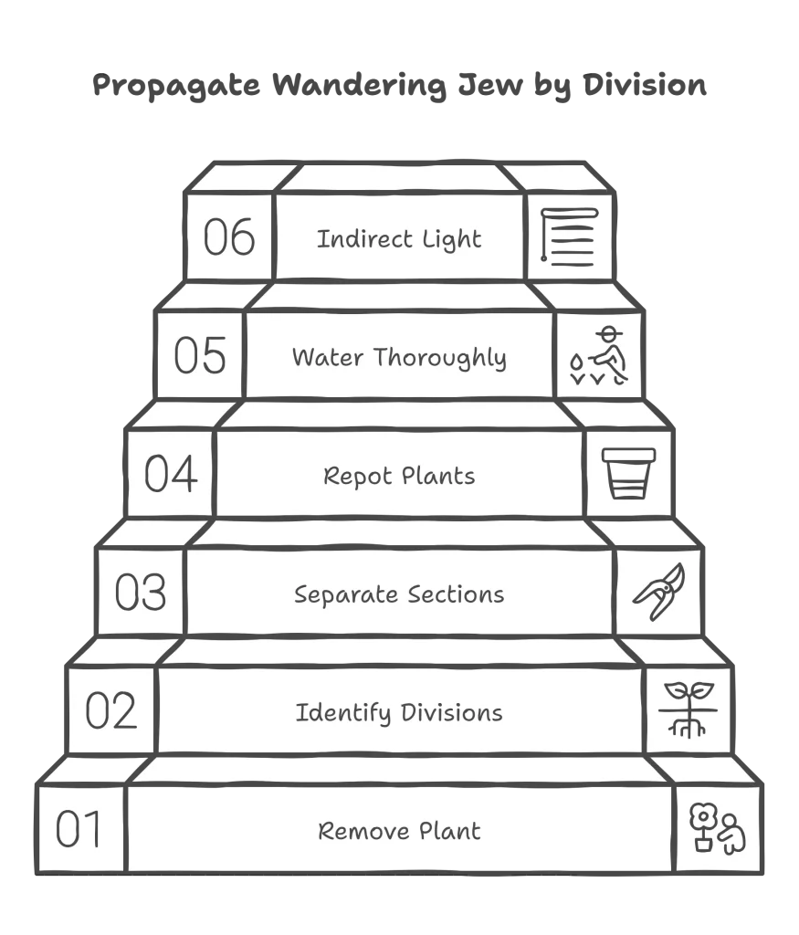 How to Propagate Wandering Jew by Division: Step by Step