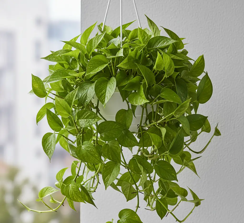 Full bushy golden pothos after proper pruning and propagation – 8 week result