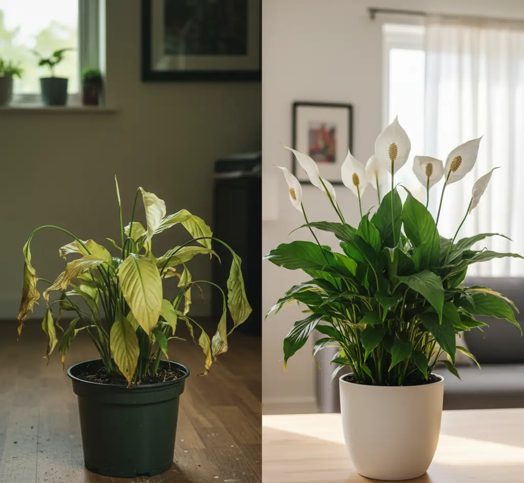 Peace lily before and after – from drooping and dying to thriving and blooming with proper care