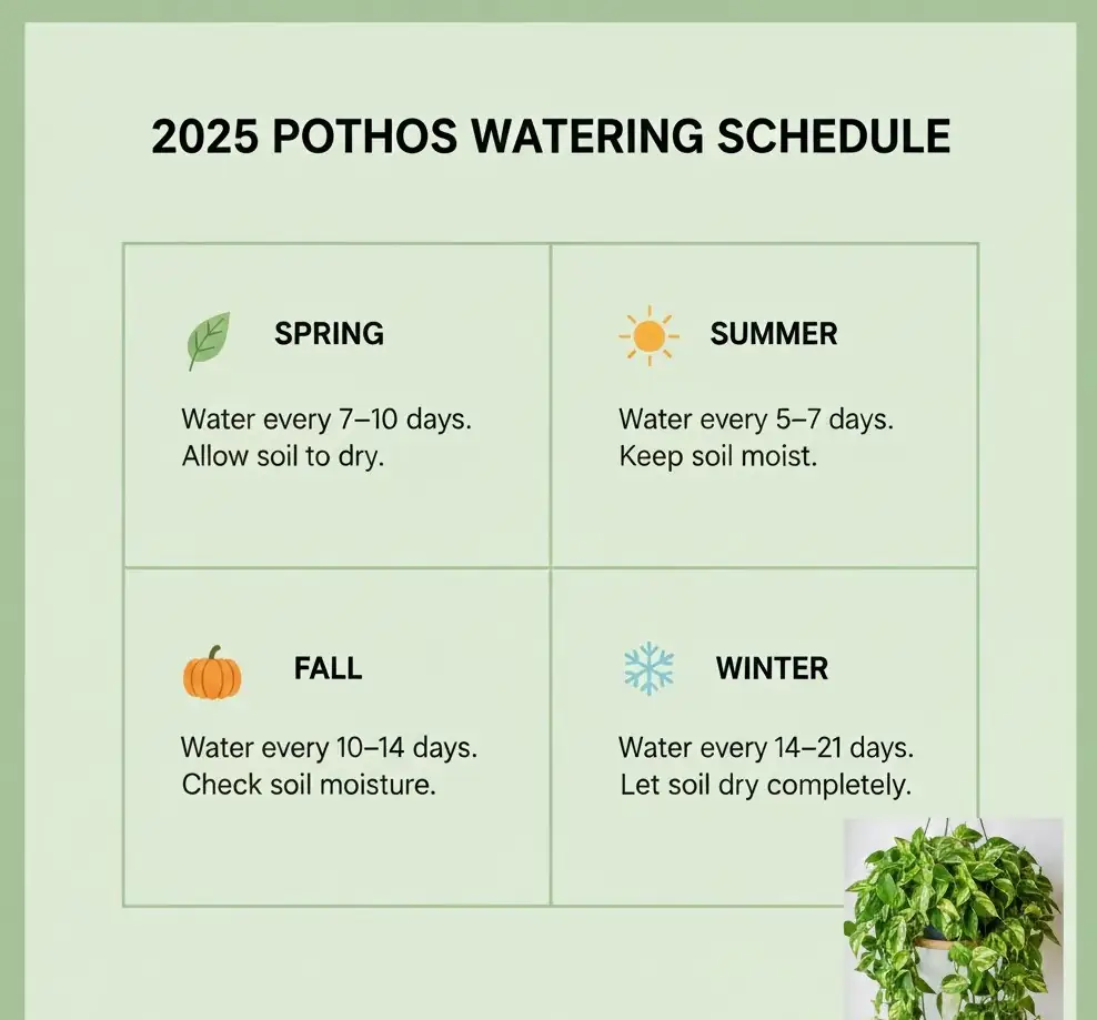 how often to water pothos 2026 printable schedule by season