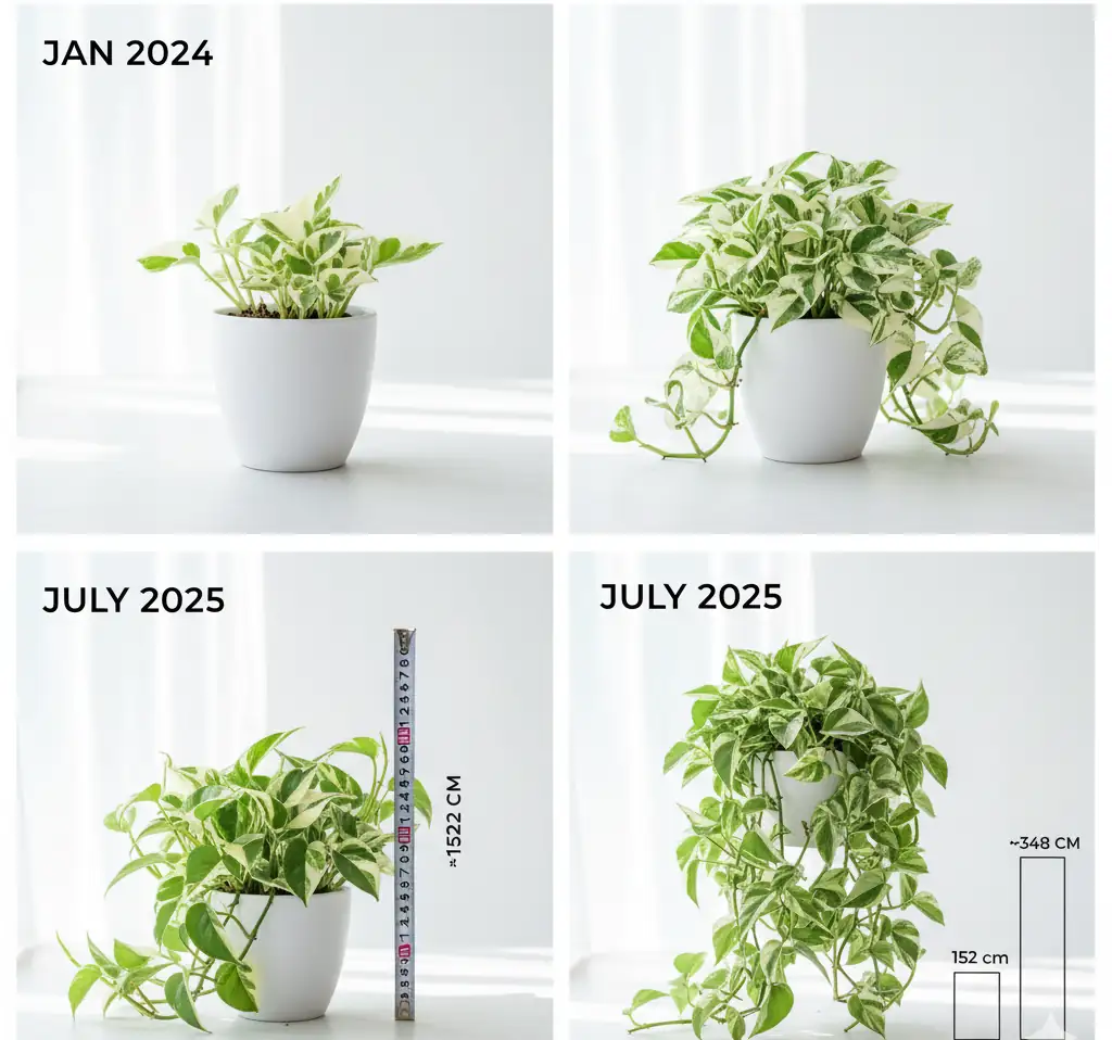 Manjula vs Marble Queen pothos 18-month growth speed side-by-side results