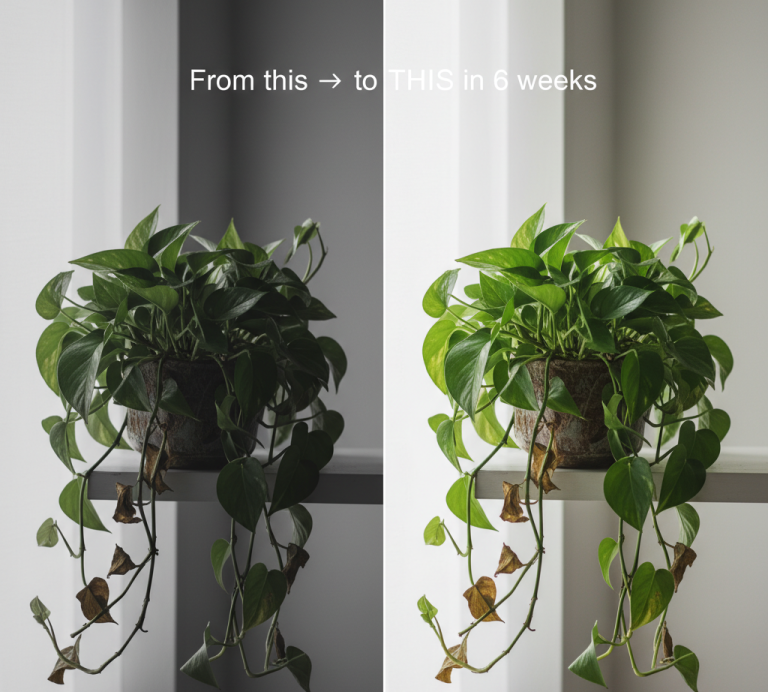 pothos brown spots before and after rescue transformation