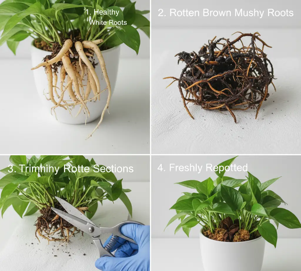 step by step guide to fixing pothos root rot and brown spots