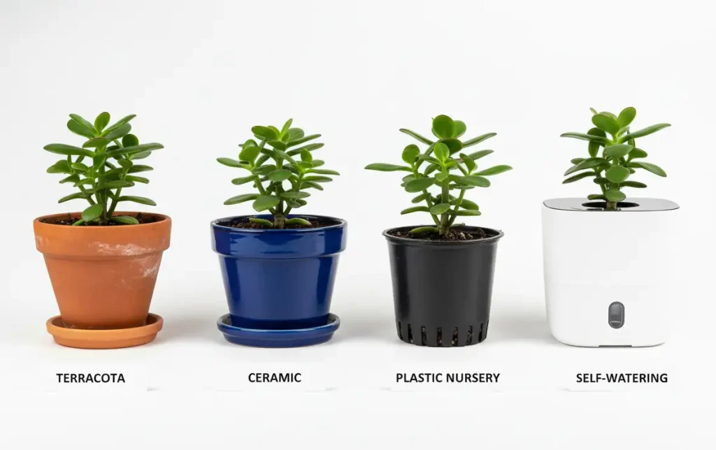best pots for jade plant compared – terracotta vs ceramic vs plastic drainage