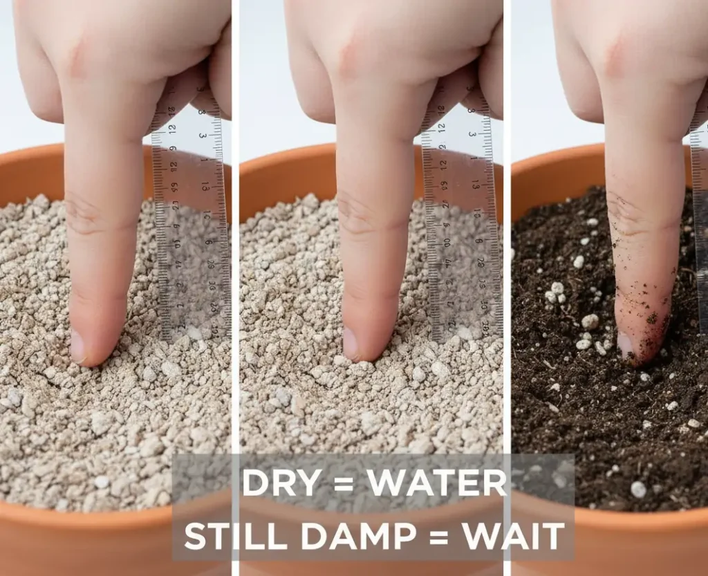 jade plant finger test – check if top 2 inches of soil are dry before watering