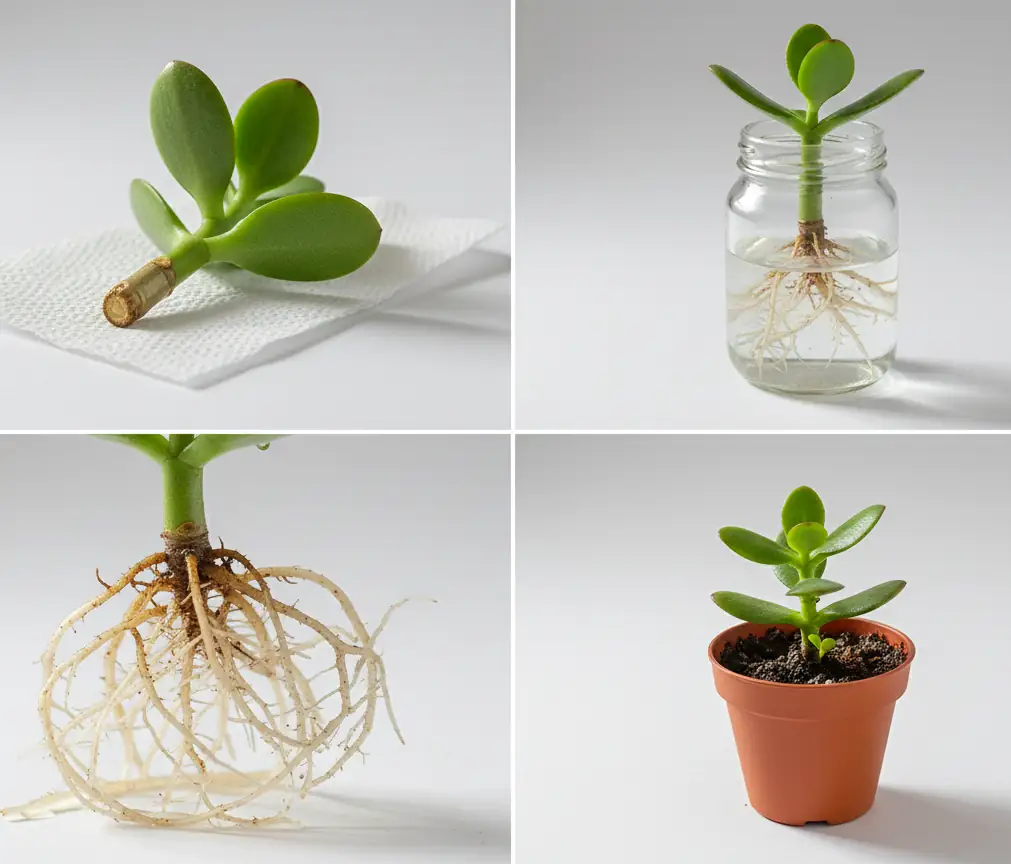 jade plant propagation in water step by step with roots timeline 2026