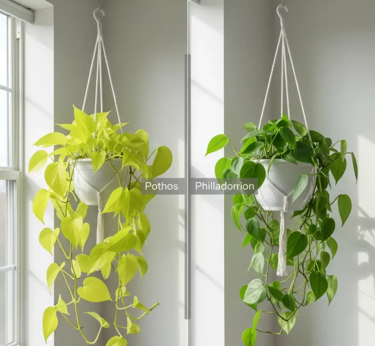 Pothos vs Philodendron side-by-side comparison